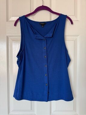 Banana Republic Ribbed Button-Front Blue Tank Top Women’s Large